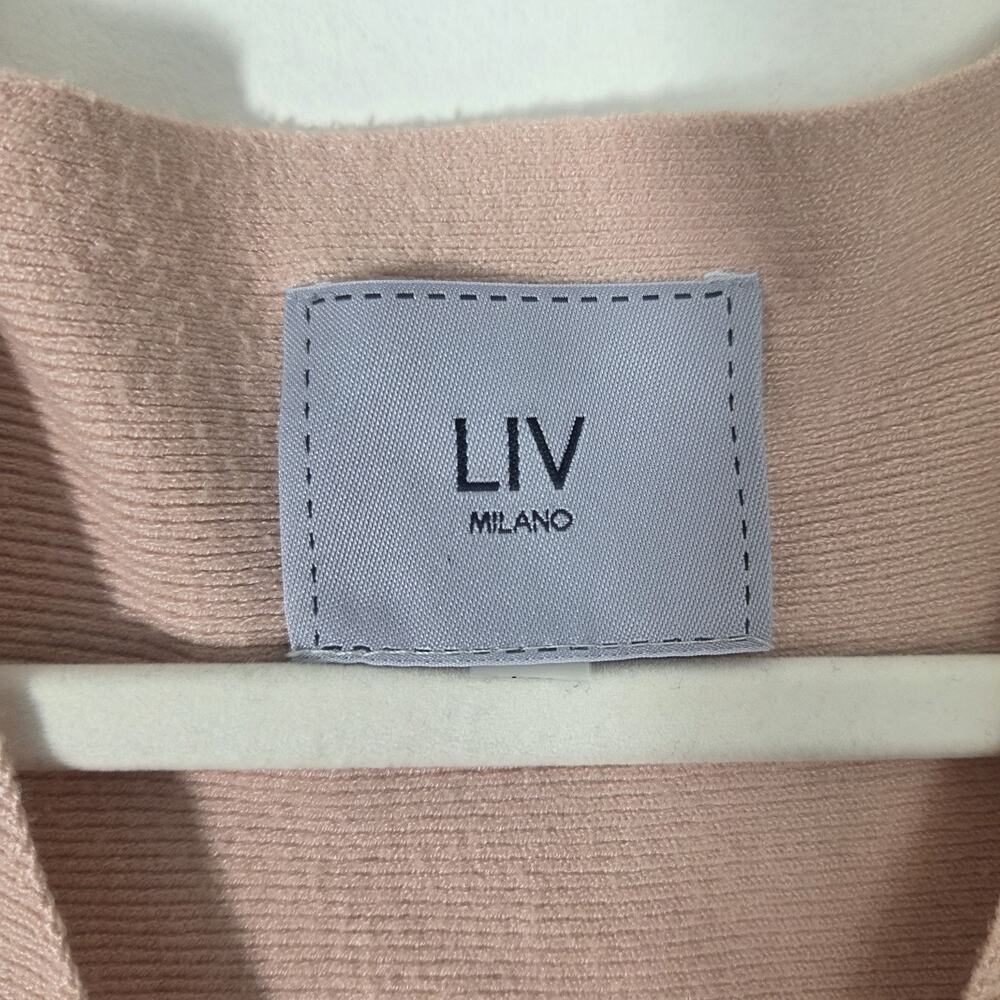LIV Milano‎ Pink V Neck Sweater Butterfly Leather Detail Womens Size M/L - Picture 2 of 6